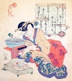 Totoya Hokkei was a Japanese printmaker and book illustrator. He initially studied painting with Kano Yosen (1735-1808), the head of the Kobikicho branch of the Kano School and okaeshi (official painter) to the Tokugawa shogunate. Together with Teisai Hokuba (1771-1844), Hokkei was one of Katsushika Hokusai's' best students.